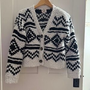 Hippie Rose Black and White Textured Cardigan